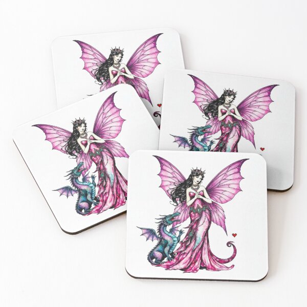 Item preview, Gothic Dragon Fairy Queen | Pink Wings Dark Romance Fantasy Watercolor designed and sold by FaerieFusion.