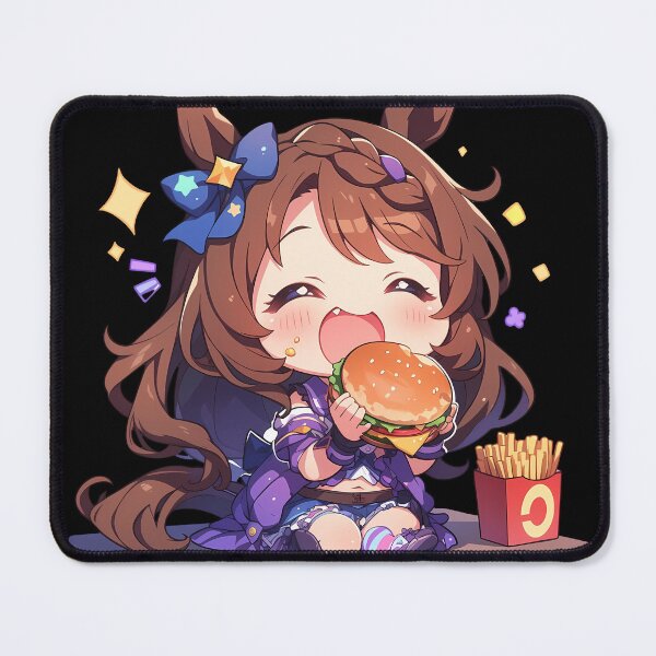 Item preview, Super Creek Uma Musume Pretty Derby Anime Girl Chibi Kawaii Burger Joy Sparkle Moment designed and sold by mildaclairmo.