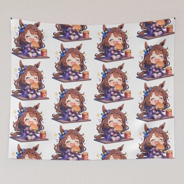 Item preview, Super Creek Uma Musume Pretty Derby Anime Girl Chibi Kawaii Burger Joy Sparkle Moment designed and sold by mildaclairmo.
