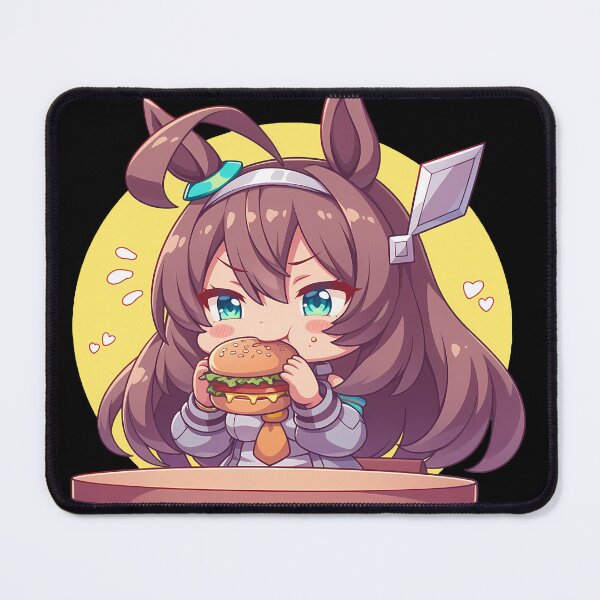 Item preview, Mihono Bourbon Uma Musume Pretty Derby Anime Girl Chibi Kawaii Burger Sparkle Cute Moment designed and sold by mildaclairmo.