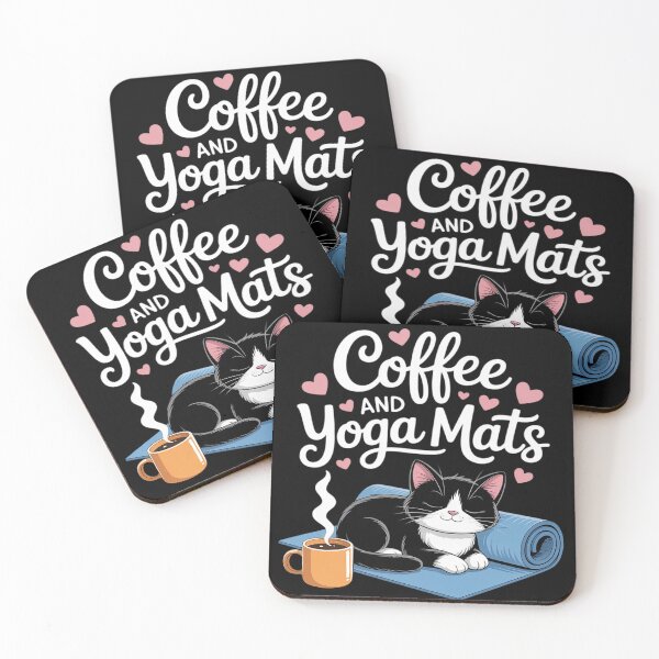 Item preview, Coffee Cats And Yoga Mats - Funny Cats And Yoga Lover designed and sold by LegendsArt75.