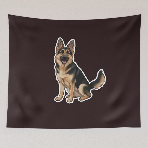 Item preview, German Shepherd Dog Illustration – Berger Allemand Loyal | Dog Lover Art designed and sold by FrancophileFun.