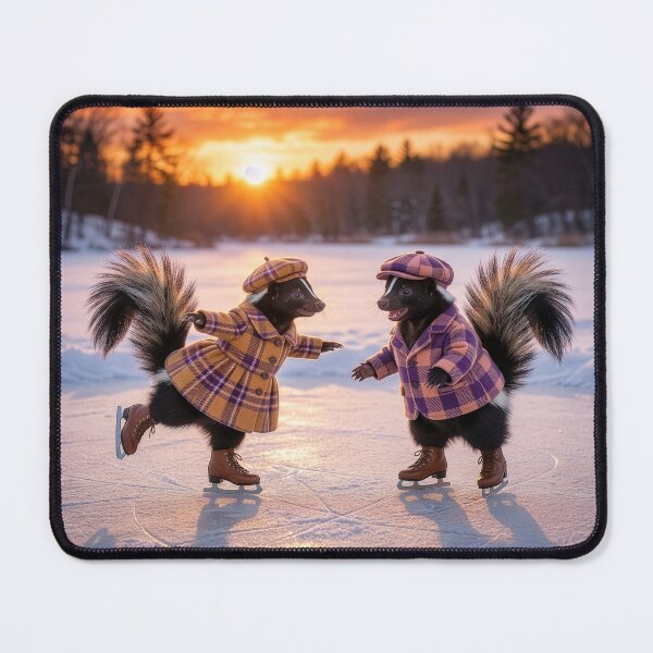 Item preview, Darling Skunk Couple Ice Skating designed and sold by Tridentulus.