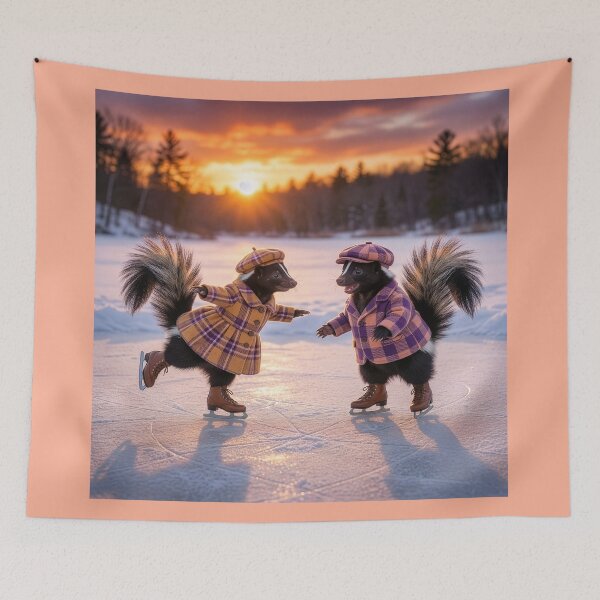 Item preview, Darling Skunk Couple Ice Skating designed and sold by Tridentulus.