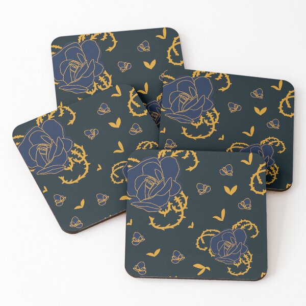 Item preview, blue roses with gold thorns designed and sold by Rhombus-Arts.