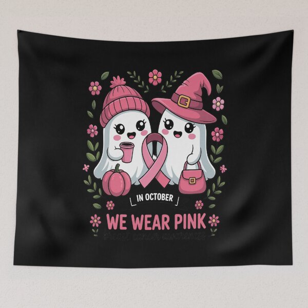Item preview, in October We Wear Pink Cute Ghost Breast Cancer Awareness designed and sold by Slwankol.