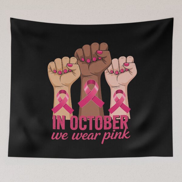 Item preview, in October We Wear Pink Raised Fists Breast Cancer Awareness designed and sold by Slwankol.
