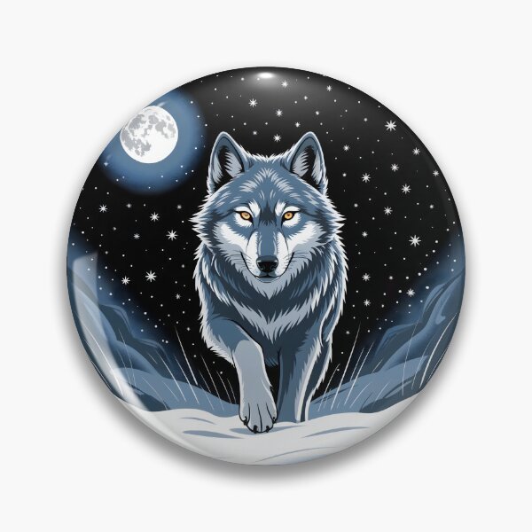 Item preview, Moonlit Wolf Walking Through the Winter Night designed and sold by SoftStyleStudio ⭐⭐⭐.