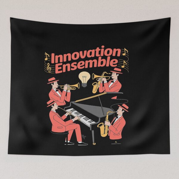 Item preview, Innovation Ensemble Burgundy Gold Jazz Band Print designed and sold by genkihikki.
