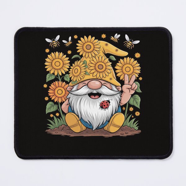 Item preview, Sunflower Gnome With Bee Hippie Gnome designed and sold by ForestMmost.