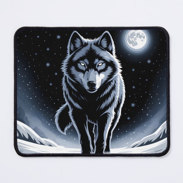 Item preview, Silent Winter Wolf Under the Starry Night designed and sold by SoftStyleStudio ⭐⭐⭐.