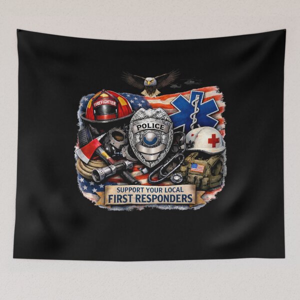 Item preview, SVT Support Your Local First Responders | Police Fire EMS Military Tribute Art designed and sold by SEVERTREND APPAREL .