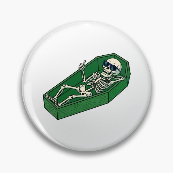 Item preview, Lazy Skeleton Relaxing in Coffin Illustration designed and sold by Horrify.