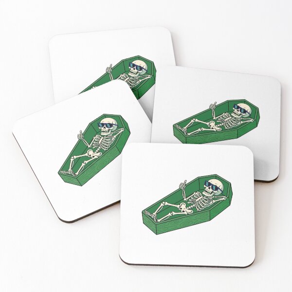 Item preview, Lazy Skeleton Relaxing in Coffin Illustration designed and sold by Horrify.