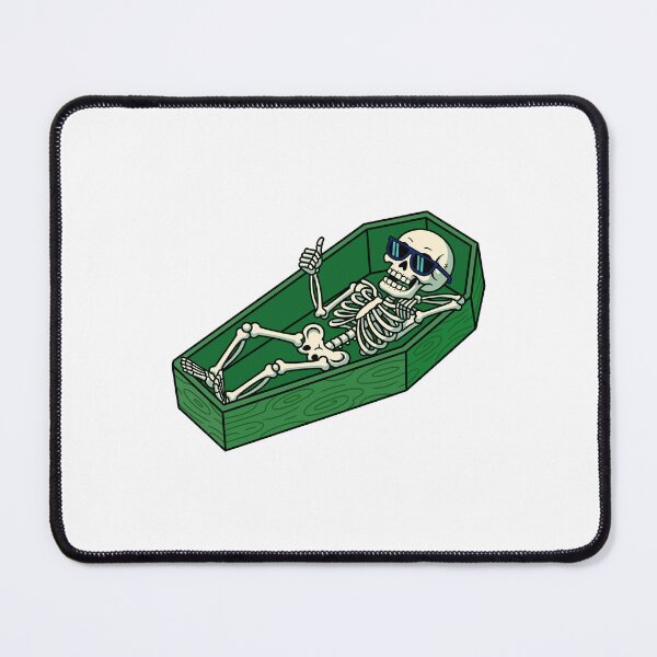 Item preview, Lazy Skeleton Relaxing in Coffin Illustration designed and sold by Horrify.
