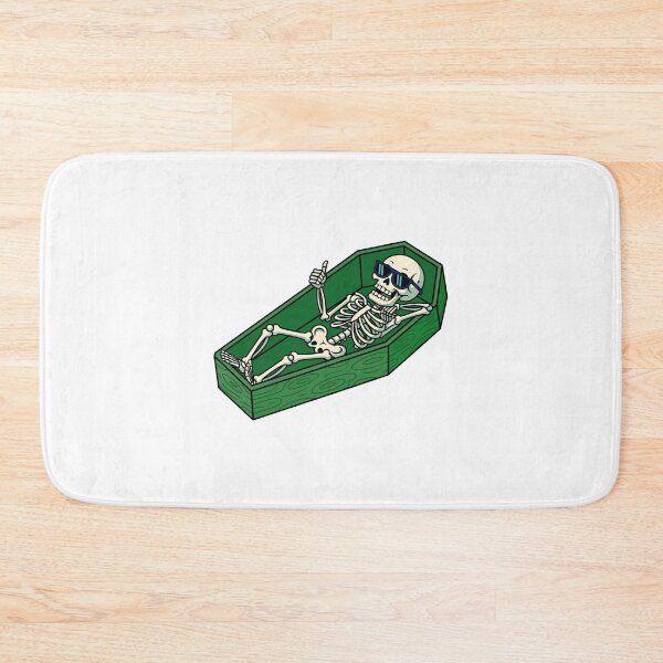 Item preview, Lazy Skeleton Relaxing in Coffin Illustration designed and sold by Horrify.
