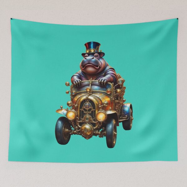 Artikelvorschau, Hübsches Steampunk-Nilpferd entworfen und verkauft von Whimsical Art by Angela.