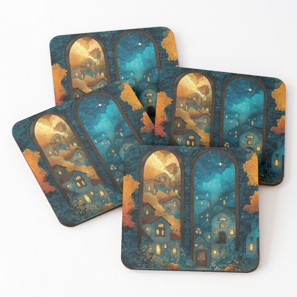 Item preview, Fantasy Village Day Night Illustration Cozy Storybook Art designed and sold by ArgentoArt.
