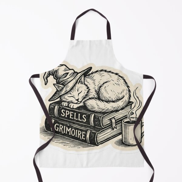 Item preview, Cozy Wizard Cat sleeping on Spellbooks - Linocut Woodcut Print designed and sold by StickyGuys.