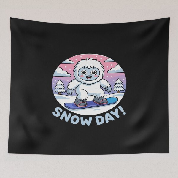 Item preview, Cute Kawaii Snow Day Yeti Snowboard Blue Pink Winter Fun designed and sold by TAYLOROUSDALE.