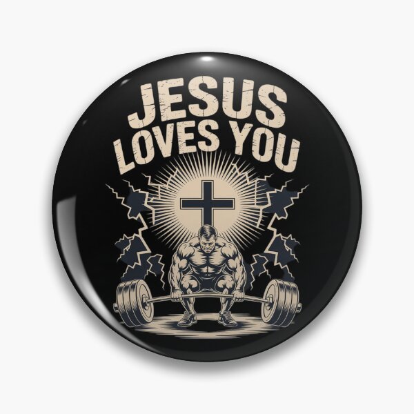 Item preview, Jesus Loves You Christian Workout Gym Barbell Cross designed and sold by ProudForFunny.