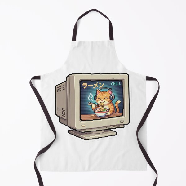 Item preview, Pixel Art Lo-Fi Cat eating Ramen inside Retro CRT Monitor - Gaming Nostalgia designed and sold by StickyGuys.
