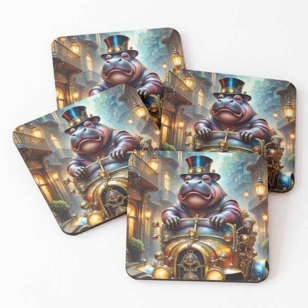 Item preview, Handsome Steampunk Hippo designed and sold by Whimsical Art by Angela.