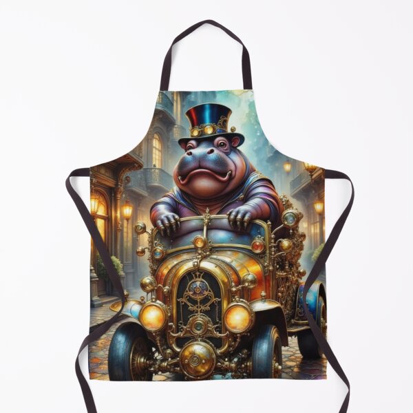 Artikelvorschau, Hübsches Steampunk-Nilpferd entworfen und verkauft von Whimsical Art by Angela.