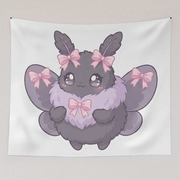 Item preview, Kawaii Coquette Mothman - Cute Fluffy Cryptid with Pink Bows Aesthetic designed and sold by StickyGuys.