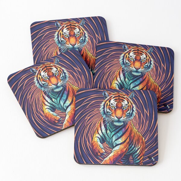 Item preview, Vibrant Stained Glass Tiger: Avant-garde and Op Art Poster designed and sold by MakingArtDesign.