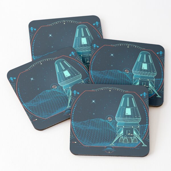 Item preview, space engineering or space industry, graphic of module landing or space shuttle with aerospace elements and wireframe surface interface designed and sold by NiamLab.