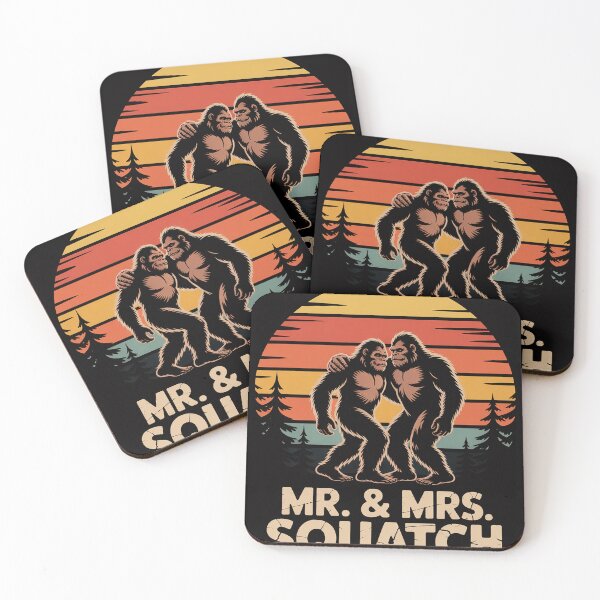 Item preview, Mr Mrs Squatch Husband Wife Matching Bigfoot Wedding designed and sold by sonlylya.