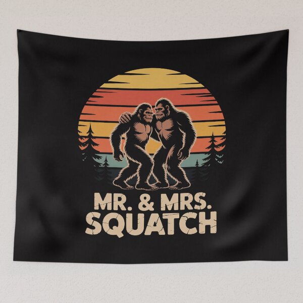 Item preview, Mr Mrs Squatch Husband Wife Matching Bigfoot Wedding designed and sold by sonlylya.