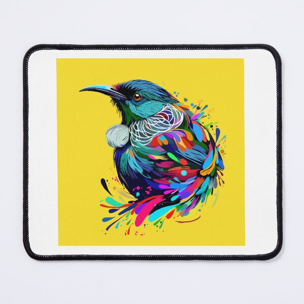 Item preview, New Zealand Tui bird on yellow background designed and sold by Heike Richter.