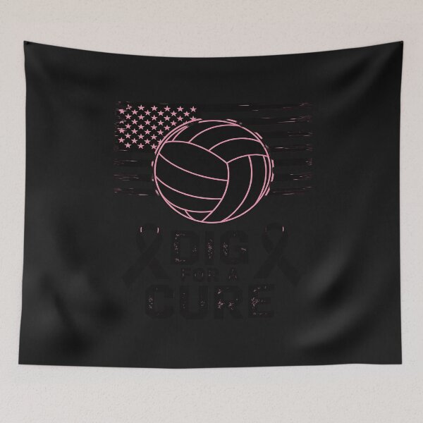 Item preview, Dig For A Cure Breast Cancer Volleyball Pink American Flag designed and sold by Rackaam.