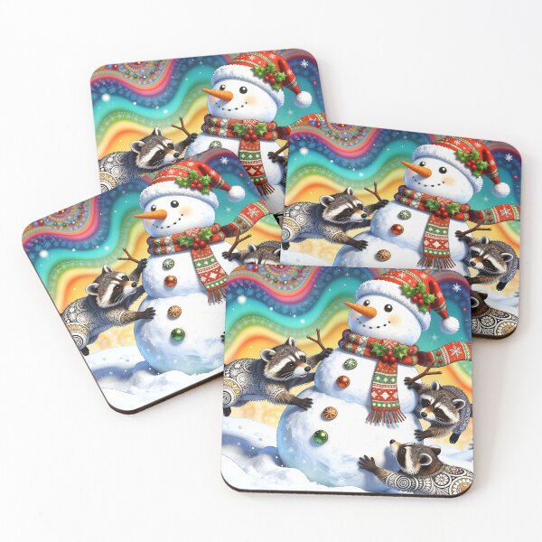 Item preview, Racoons and Snowman Winter Play designed and sold by Sharon Schwalbe.