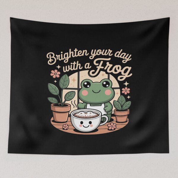 Item preview, Kawaii Frog Latte Art Cottagecore Cafe designed and sold by Libbysharts.