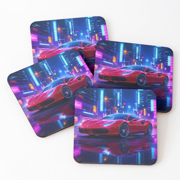 Item preview, Ferrari 488 in Futuristic City – Cinematic Automotive Art designed and sold by FRADEX STORE.