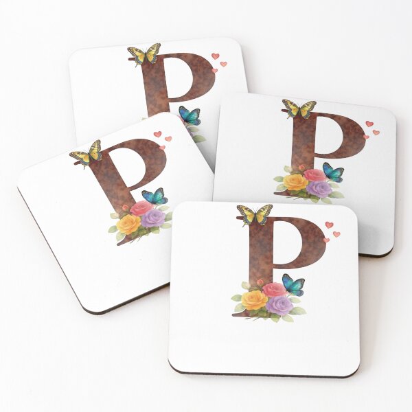 Item preview, Alphabet P with flowers and butterflies designed and sold by Shandiz Design.