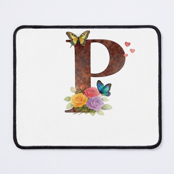 Item preview, Alphabet P with flowers and butterflies designed and sold by Shandiz Design.