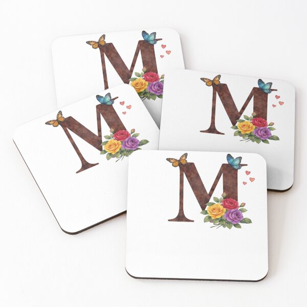 Item preview, Alphabet M with flowers and butterflies designed and sold by Shandiz Design.