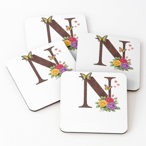 Item preview, Alphabet N with flowers and butterflies designed and sold by Shandiz Design.