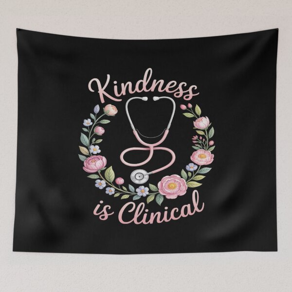 Item preview, Kindness is Clinical Nurse Floral Stethoscope Wreath Quote designed and sold by Tatianamiobi.