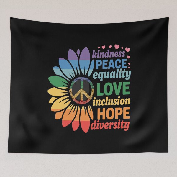 Item preview, Kindness Peace Equality Love Sunflower Gay Pride Ally designed and sold by Tatianamiobi.