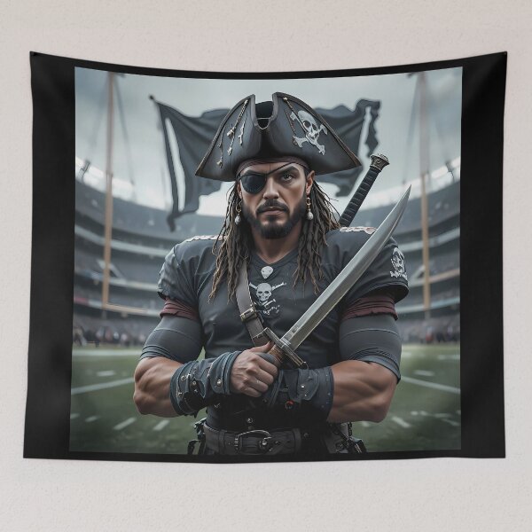 Item preview, Man Pirate Black Iconic Sports Helmets Mascots Design  designed and sold by ART ATTACK ZONE.