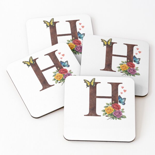 Item preview, Alphabet H with flowers and butterflies designed and sold by Shandiz Design.