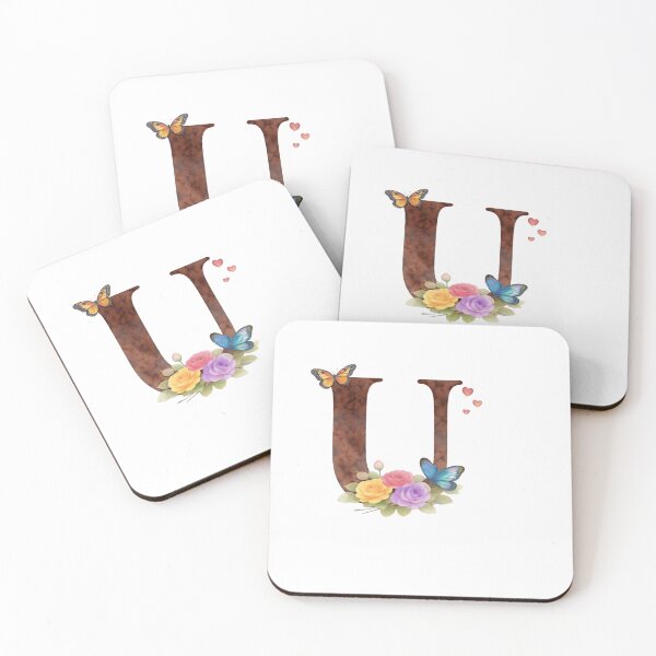 Item preview, Alphabet U with flowers and butterflies designed and sold by Shandiz Design.