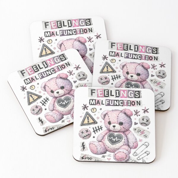 Item preview, Feelings Malfunction Teddy Bear – Sad Plush Mental Health Aesthetic Collage Art designed and sold by jakkssnugglyboutique.