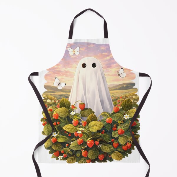 Item preview, Cute Ghost in Strawberry Field – Whimsical Anime Aesthetic Sticker designed and sold by sachinsbg.