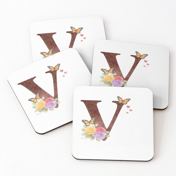 Item preview, Alphabet V with flowers and butterflies designed and sold by Shandiz Design.
